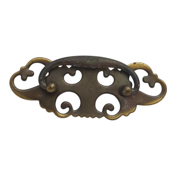 Lot 2 VTG Brass Craftsman Cabinet Armoire Dresser Drawer Bail Pull Handle 2 1/4" - Picture 6 of 7